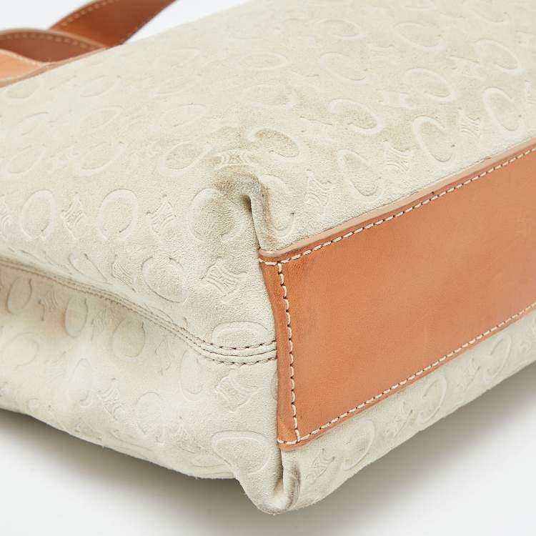 Pre Owned Celine Beige/Tan Macadam Suede and Leather Vintage Bag