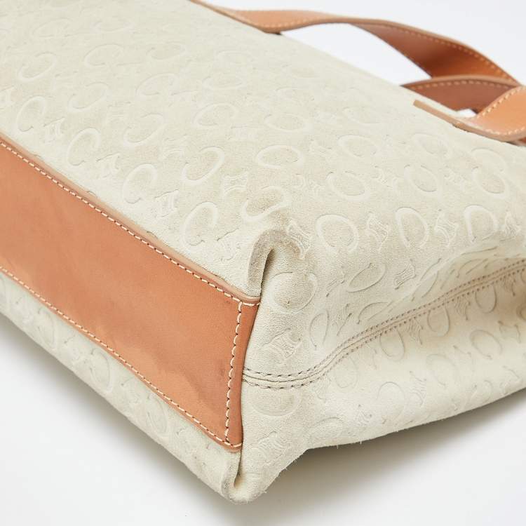 Pre Owned Celine Beige/Tan Macadam Suede and Leather Vintage Bag