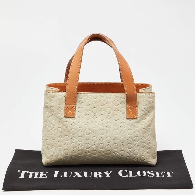 Pre Owned Celine Beige/Tan Macadam Suede and Leather Vintage Bag
