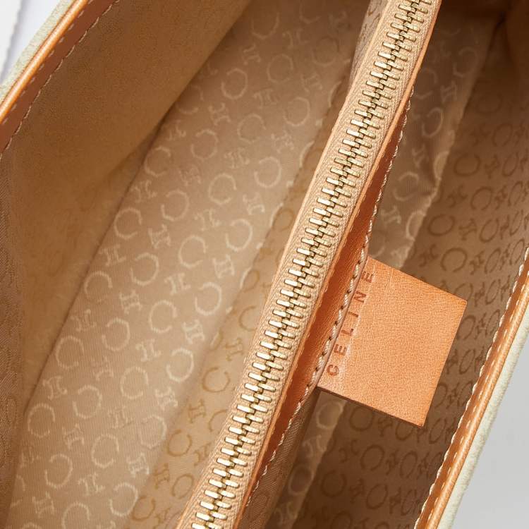 Pre Owned Celine Beige/Tan Macadam Suede and Leather Vintage Bag