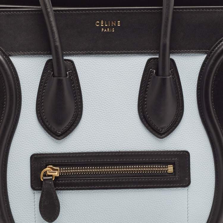 Pre Owned Celine Tri Color Nubuck and Leather Micro Luggage Tote