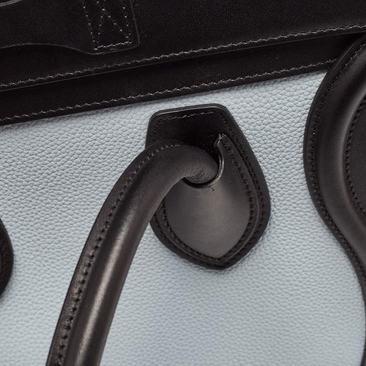 Pre Owned Celine Tri Color Nubuck and Leather Micro Luggage Tote