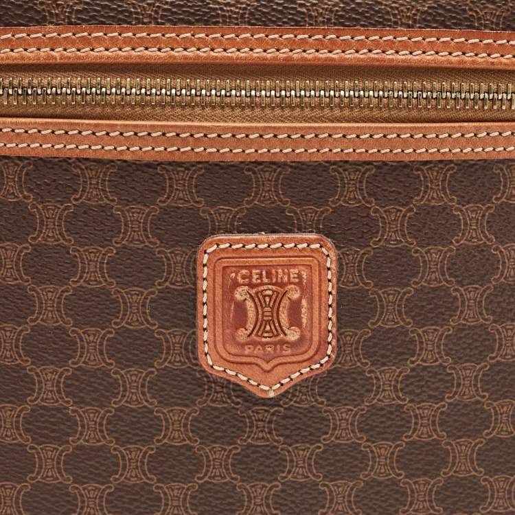 Pre Owned Celine Brown Macadam Coated Canvas and Leather Vanity Bag