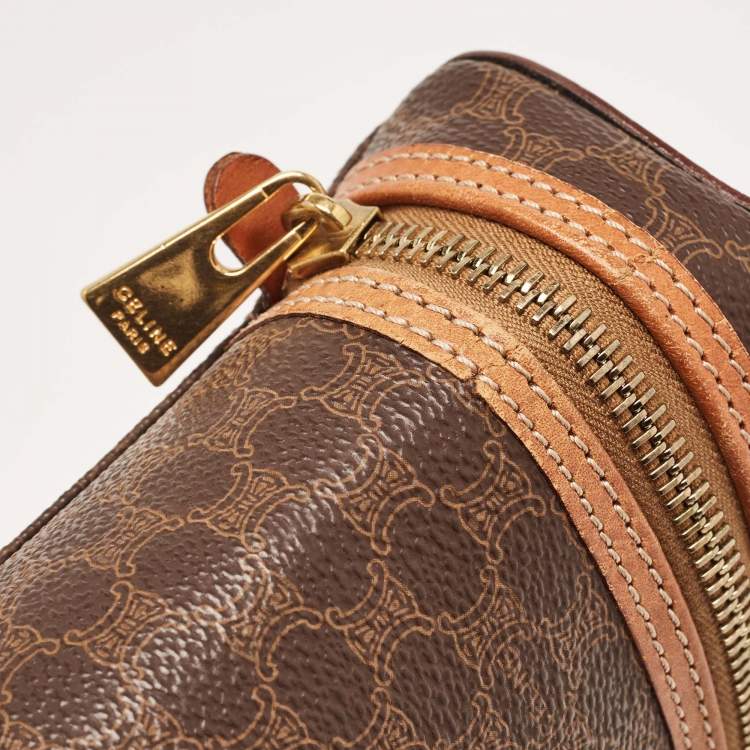 Pre Owned Celine Brown Macadam Coated Canvas and Leather Vanity Bag