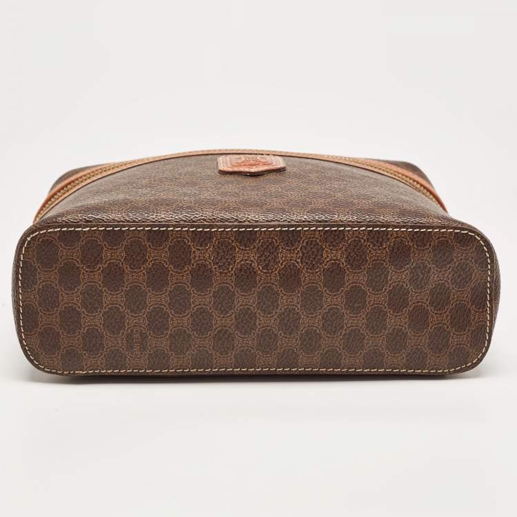 Pre Owned Celine Brown Macadam Coated Canvas and Leather Vanity Bag