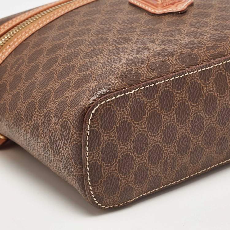 Pre Owned Celine Brown Macadam Coated Canvas and Leather Vanity Bag