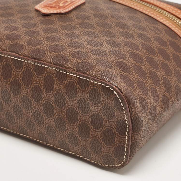 Pre Owned Celine Brown Macadam Coated Canvas and Leather Vanity Bag