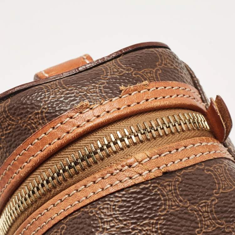 Pre Owned Celine Brown Macadam Coated Canvas and Leather Vanity Bag