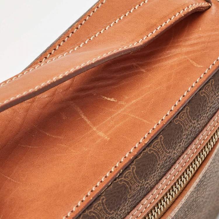 Pre Owned Celine Brown Macadam Coated Canvas and Leather Vanity Bag