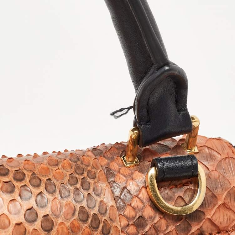 Pre Owned Celine Tri Color Leather and Python Medium Trapeze Bag
