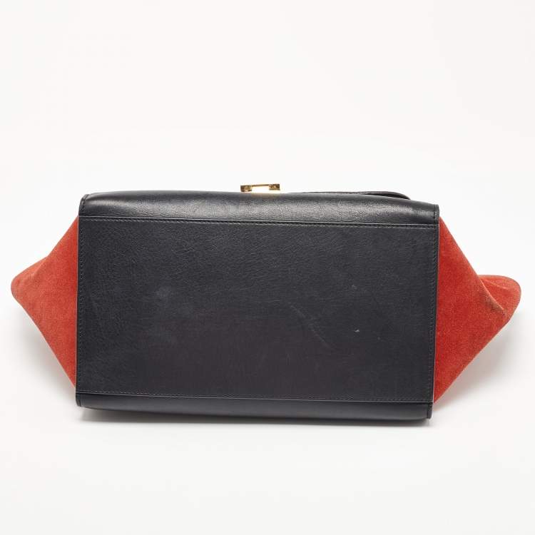 Pre Owned Celine Tri Color Leather and Python Medium Trapeze Bag