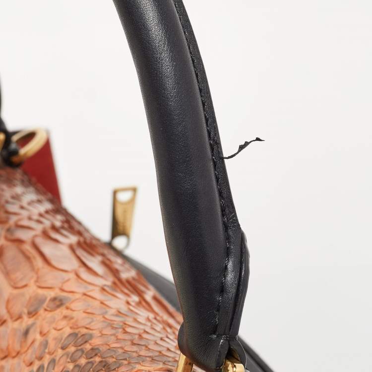 Pre Owned Celine Tri Color Leather and Python Medium Trapeze Bag