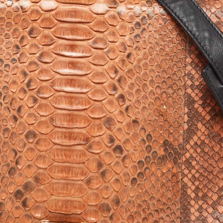 Pre Owned Celine Tri Color Leather and Python Medium Trapeze Bag