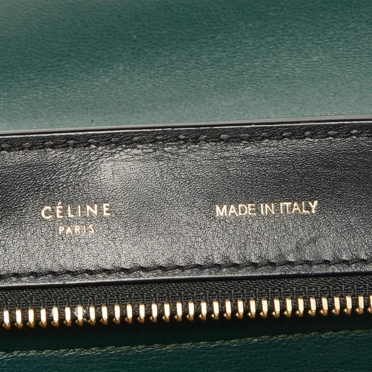 Pre Owned Celine Green/Black Leather Medium Trapeze Bag