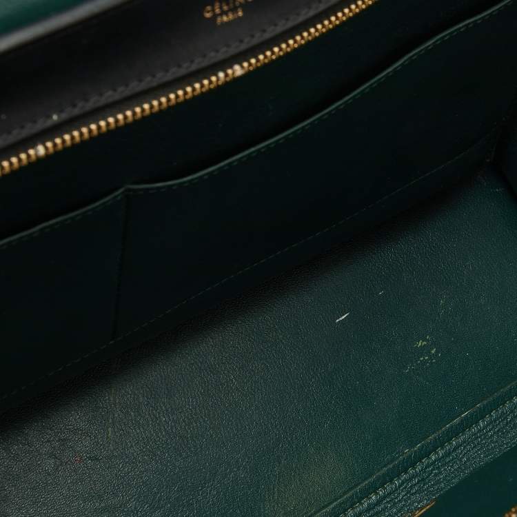 Pre Owned Celine Green/Black Leather Medium Trapeze Bag