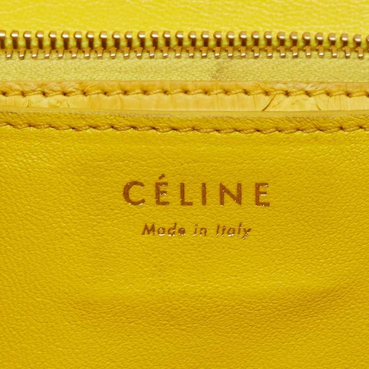 Pre Owned Celine Yellow Python Medium Classic Box Bag