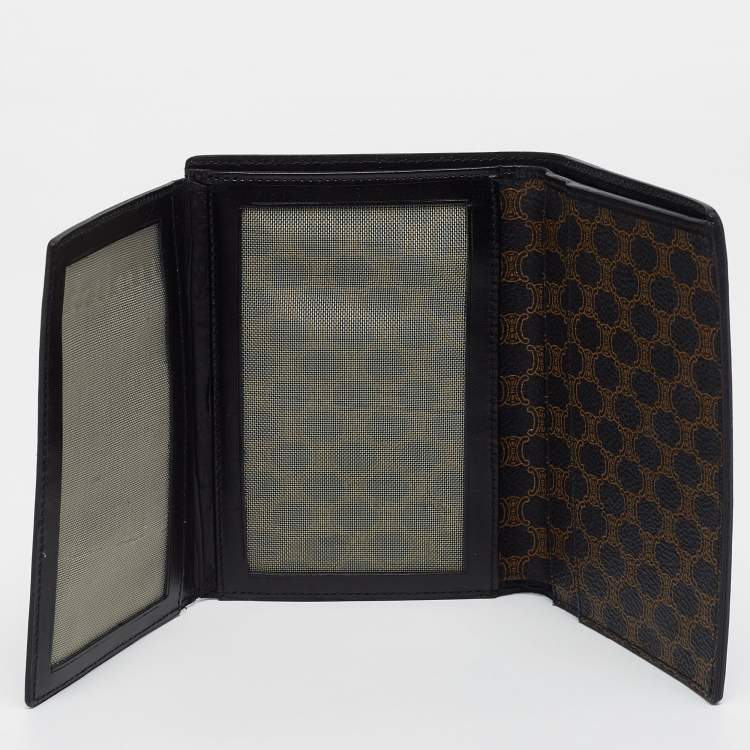 Pre Owned Celine Black Leather Compact Wallet
