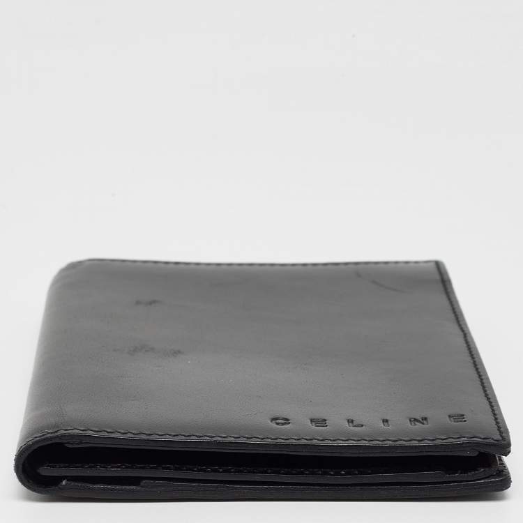 Pre Owned Celine Black Leather Compact Wallet