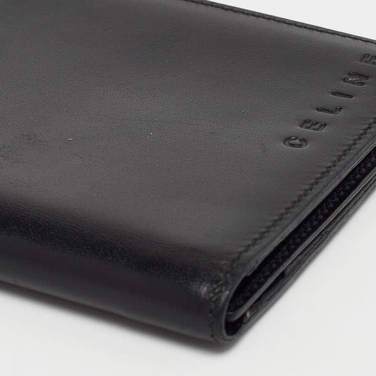 Pre Owned Celine Black Leather Compact Wallet