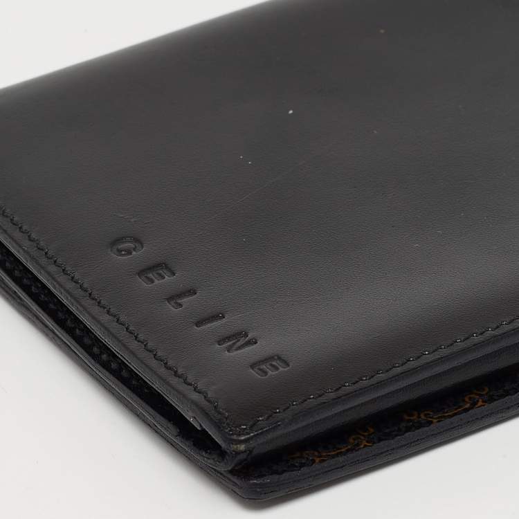 Pre Owned Celine Black Leather Compact Wallet
