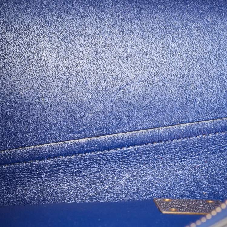 Pre Owned Celine Blue Leather and Suede Small Trapeze Top Handle Bag