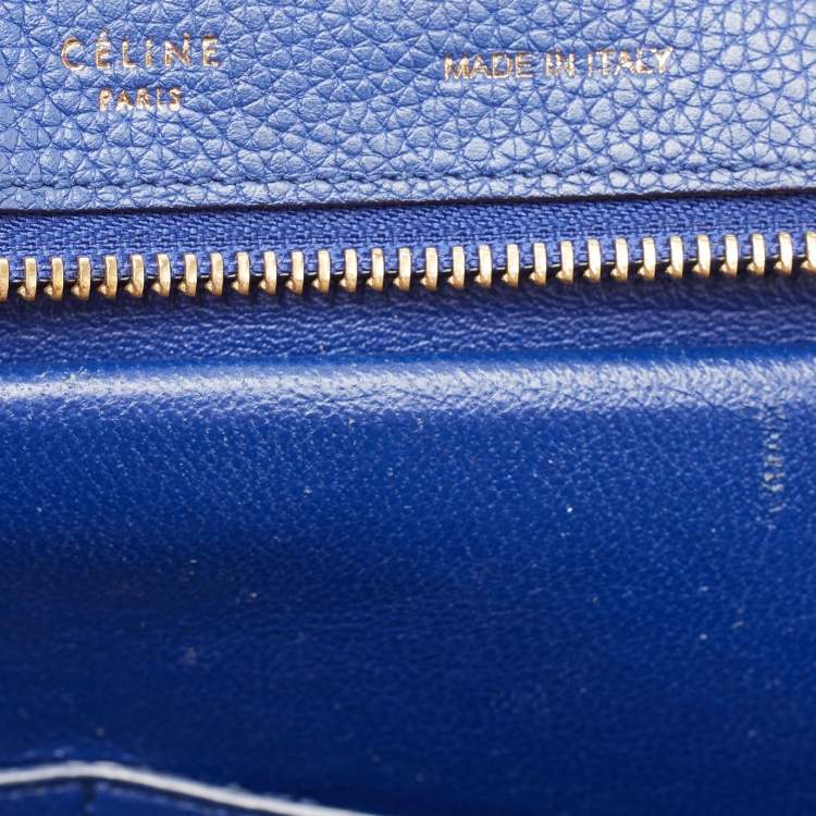 Pre Owned Celine Blue Leather and Suede Small Trapeze Top Handle Bag