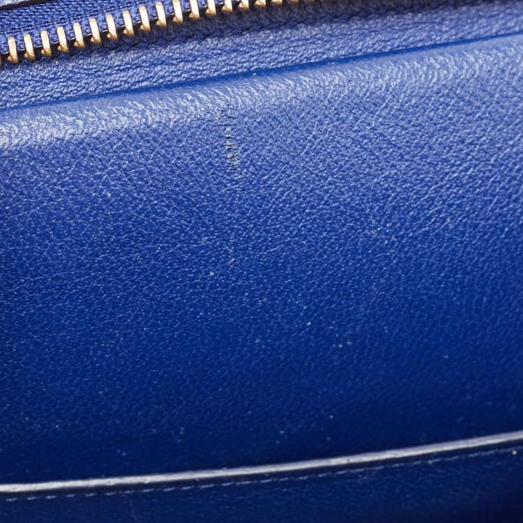 Pre Owned Celine Blue Leather and Suede Small Trapeze Top Handle Bag