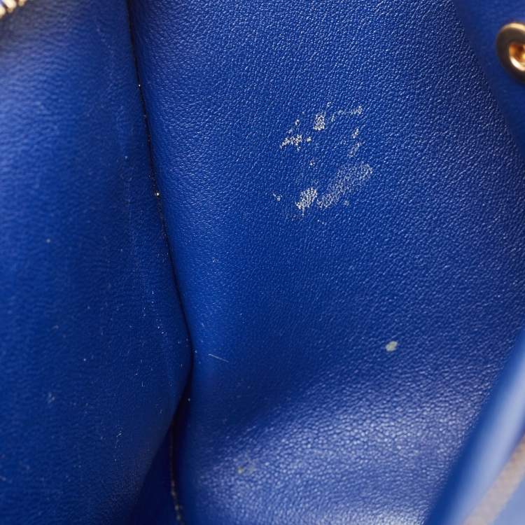 Pre Owned Celine Blue Leather and Suede Small Trapeze Top Handle Bag