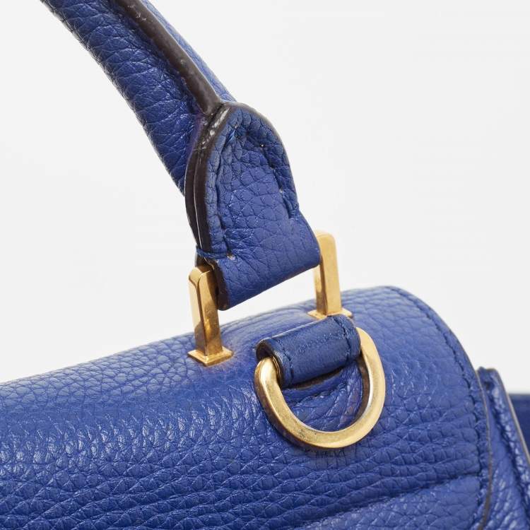 Pre Owned Celine Blue Leather and Suede Small Trapeze Top Handle Bag