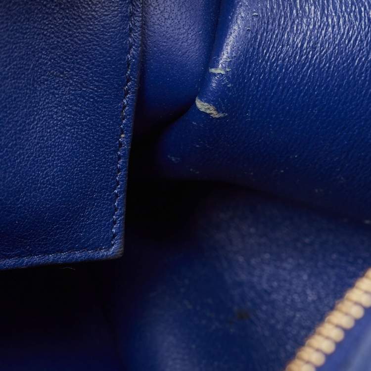 Pre Owned Celine Blue Leather and Suede Small Trapeze Top Handle Bag