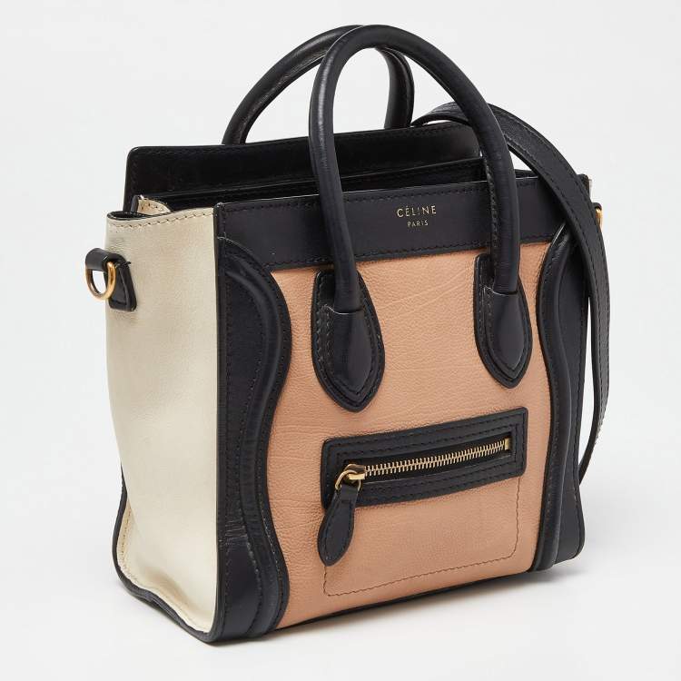 Pre Owned Celine Tricolor Leather Nano Luggage Tote