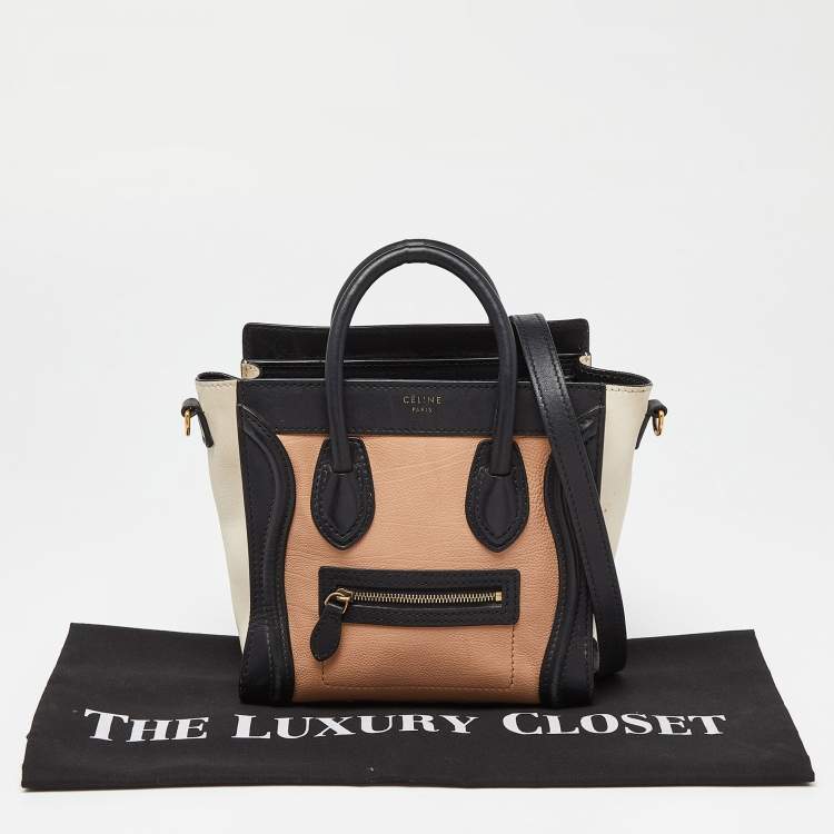 Pre Owned Celine Tricolor Leather Nano Luggage Tote