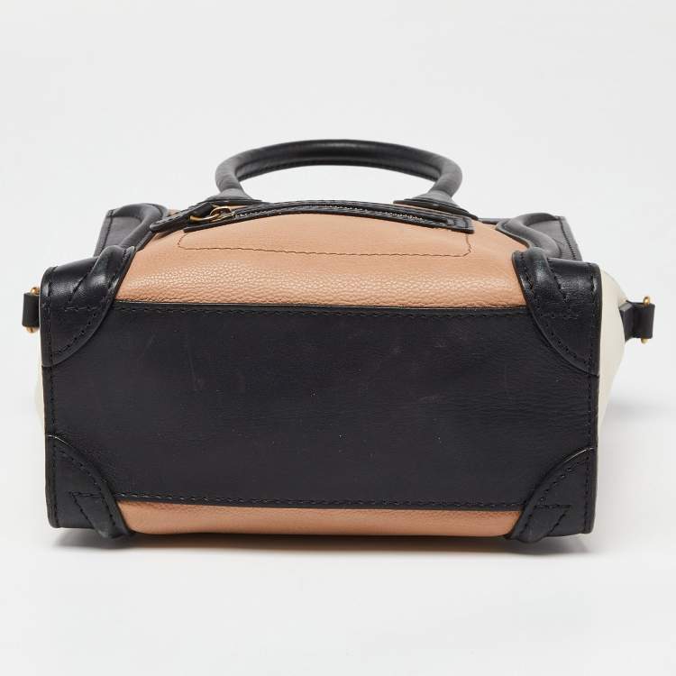 Pre Owned Celine Tricolor Leather Nano Luggage Tote