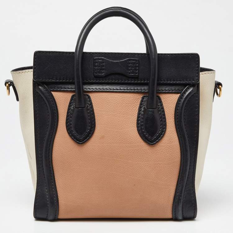 Pre Owned Celine Tricolor Leather Nano Luggage Tote