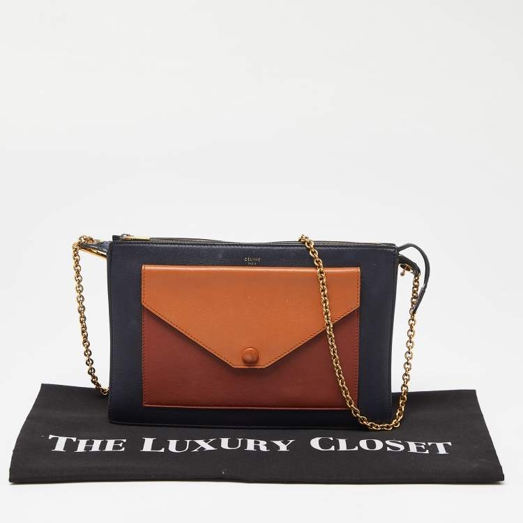 Pre Owned Celine Multicolor Leather Pocket Envelope Shoulder Bag
