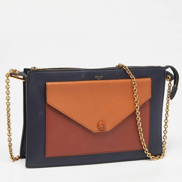 Pre Owned Celine Multicolor Leather Pocket Envelope Shoulder Bag