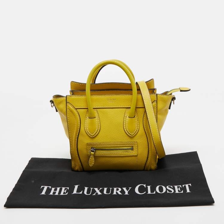 Pre Owned Céline Yellow Leather Nano Luggage Tote