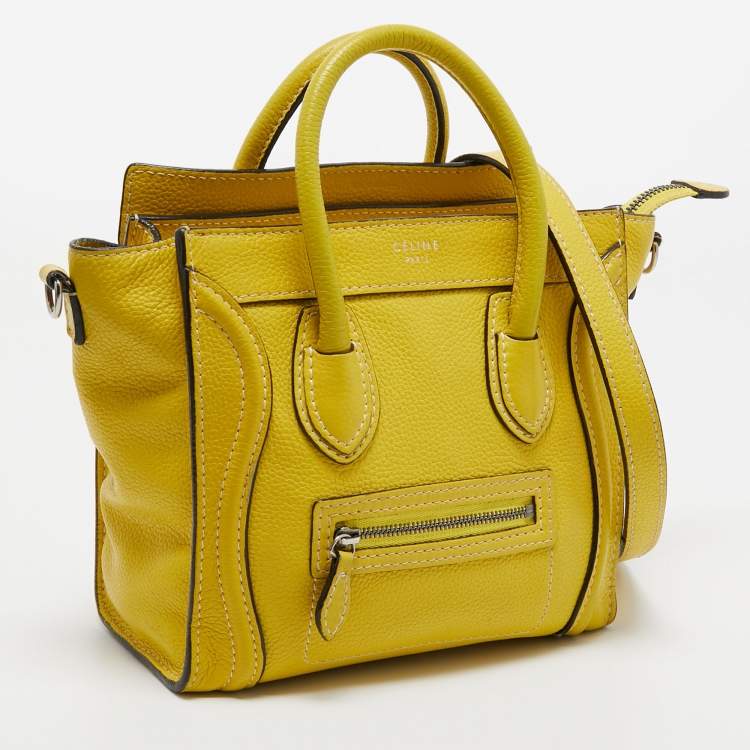 Pre Owned Céline Yellow Leather Nano Luggage Tote