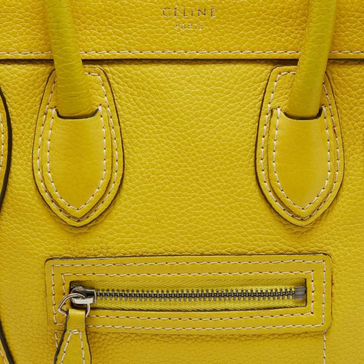 Pre Owned Céline Yellow Leather Nano Luggage Tote