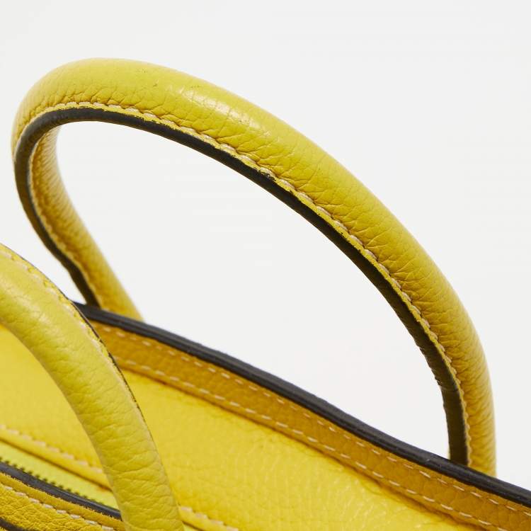 Pre Owned Céline Yellow Leather Nano Luggage Tote