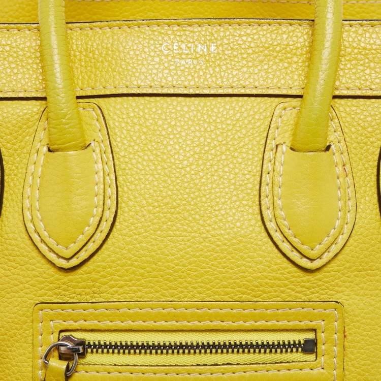 Pre Owned Céline Yellow Leather Nano Luggage Tote