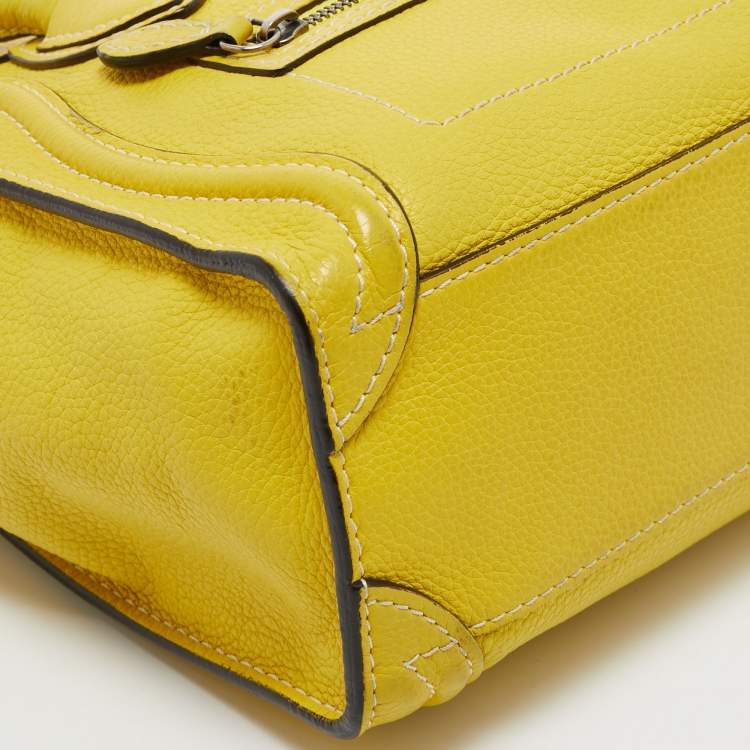 Pre Owned Céline Yellow Leather Nano Luggage Tote