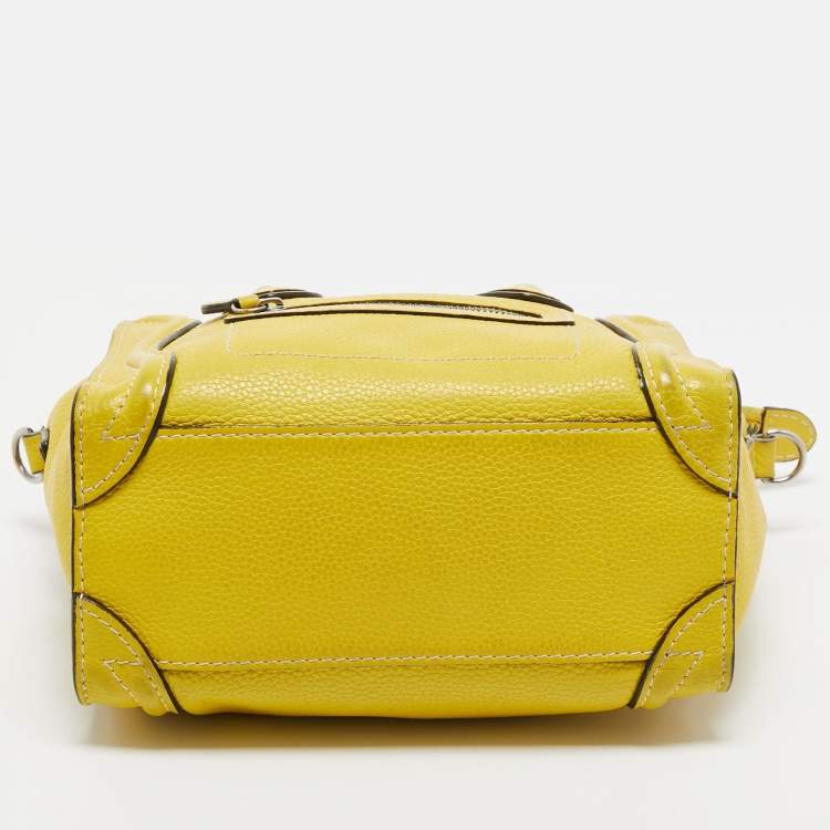 Pre Owned Céline Yellow Leather Nano Luggage Tote