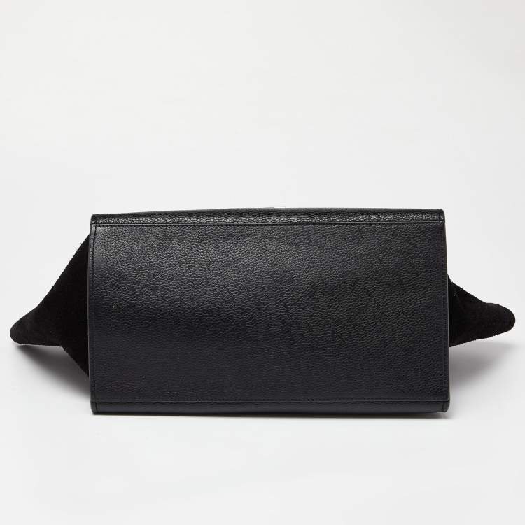 Pre Owned Celine Black Leather and Suede Medium Trapeze Bag