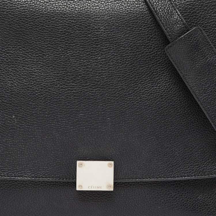Pre Owned Celine Black Leather and Suede Medium Trapeze Bag