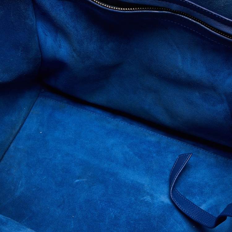Pre Owned Celine Blue Leather Medium Phantom Luggage Tote