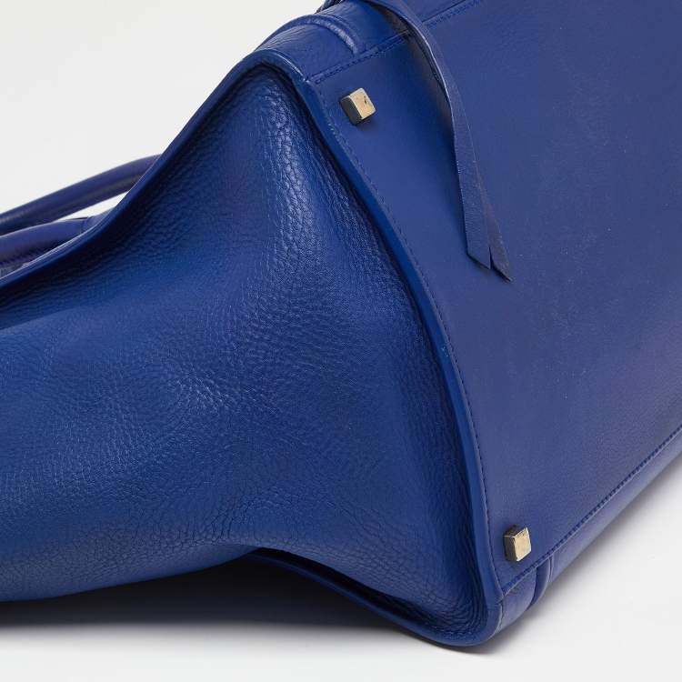 Pre Owned Celine Blue Leather Medium Phantom Luggage Tote