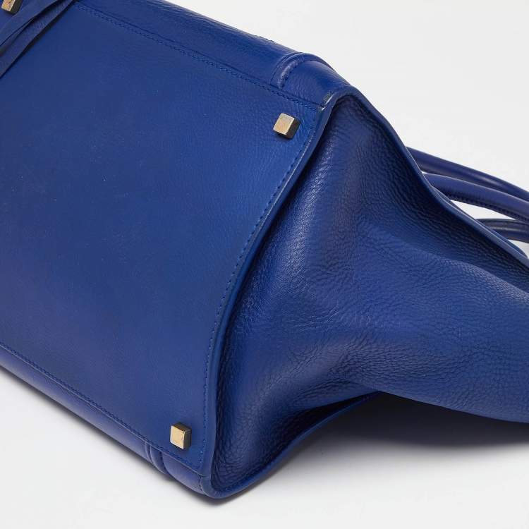Pre Owned Celine Blue Leather Medium Phantom Luggage Tote
