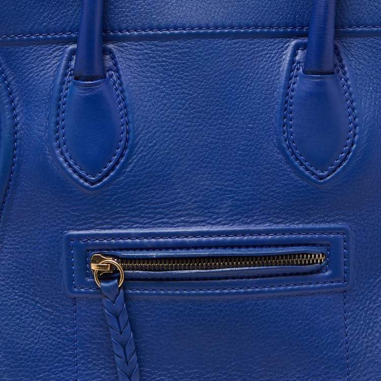 Pre Owned Celine Blue Leather Medium Phantom Luggage Tote
