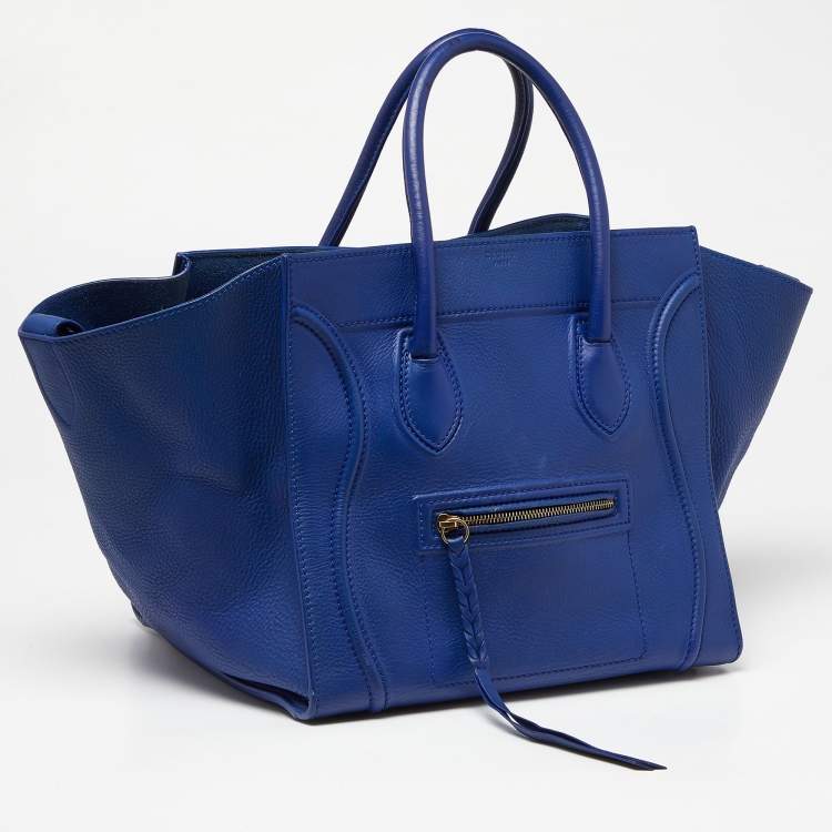 Pre Owned Celine Blue Leather Medium Phantom Luggage Tote
